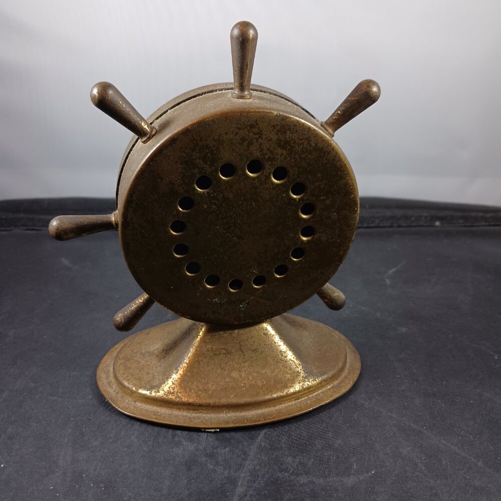 Vintage 50's Brass Ship Wheel Thermometer Williams Insulation Co - Picture 4 of 11